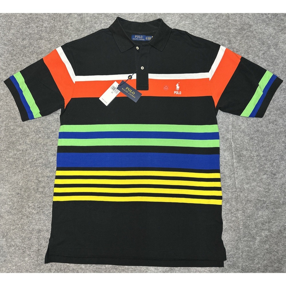 New Polo Ralph Lauren‎ Stripe Short Sleeve Polo Shirt Sz LT (EE9)